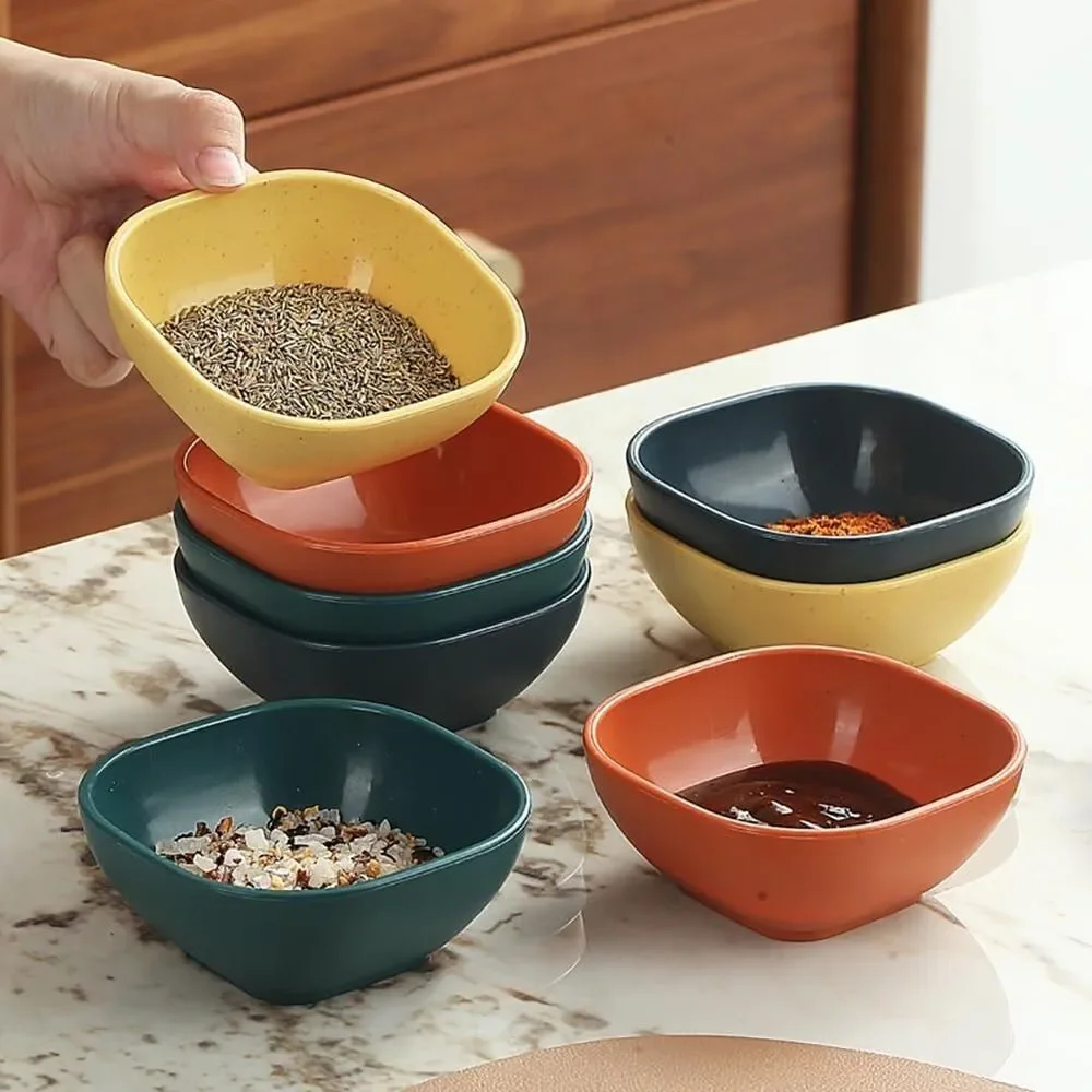12 Pc Wheat Straw Square Bowls Reusable Mini Cereal Snack Dessert Dipping Bowls